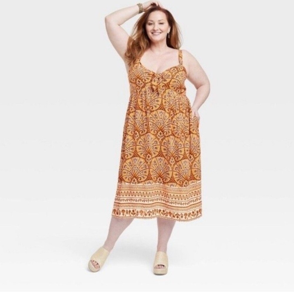 NWT Knox Rose Plus Size Dress orange brown 2X - Picture 2 of 4